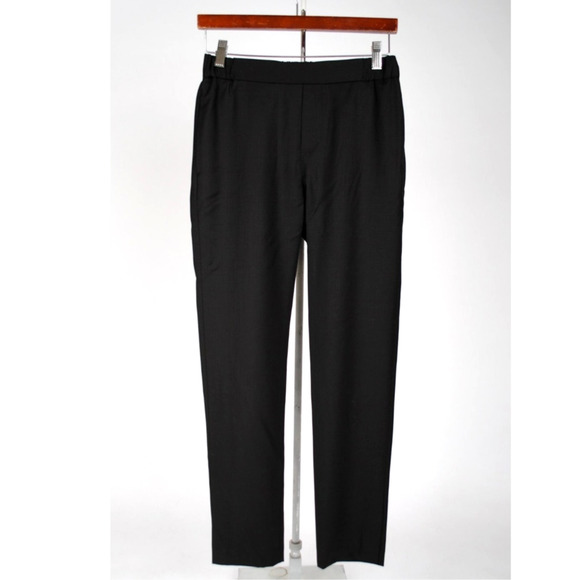 NEW! Nili Lotan 8 Elastic Waist 100% Wool Chelsea Pants $450 Crop Jet Black - Picture 11 of 12